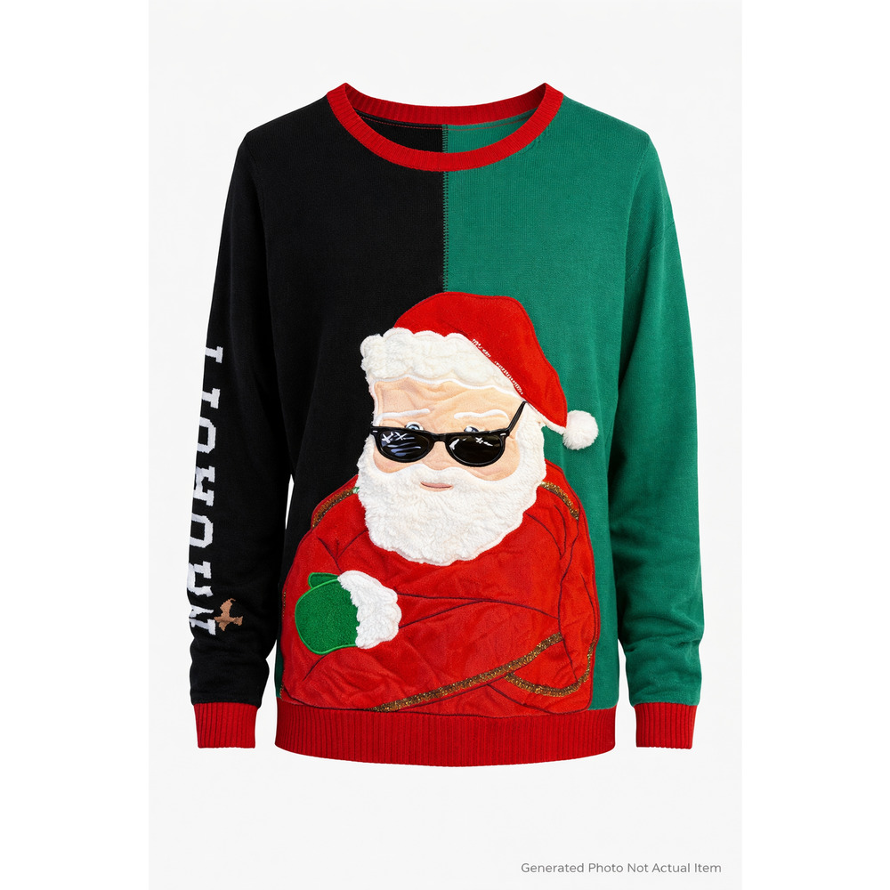 Holiday Time XL Ugly Christmas Sweater Naughty Nice Santa Funny Party